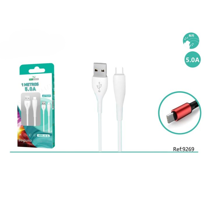⚪🔌⚡ (White) Type-C Cable 📱 5.0A ⚡ Model: SE-04 🚀