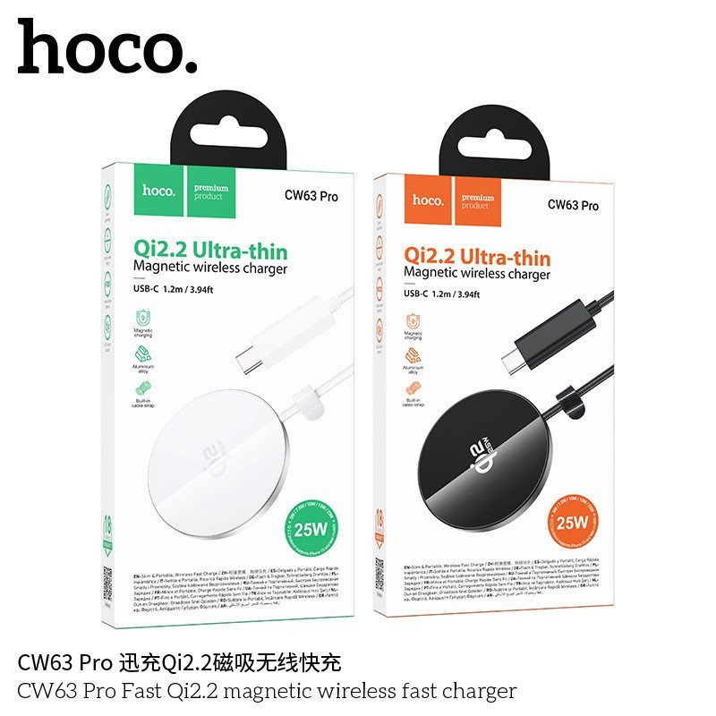 HOCO CW63 Pro Cargador Magnético Inalámbrico Qi2.2 25W-Negro