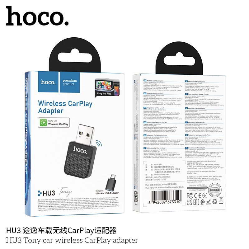 🚗📲 Hoco HU3 Mini Wireless CarPlay Adapter – Convierte tu CarPlay en Inalámbrico
