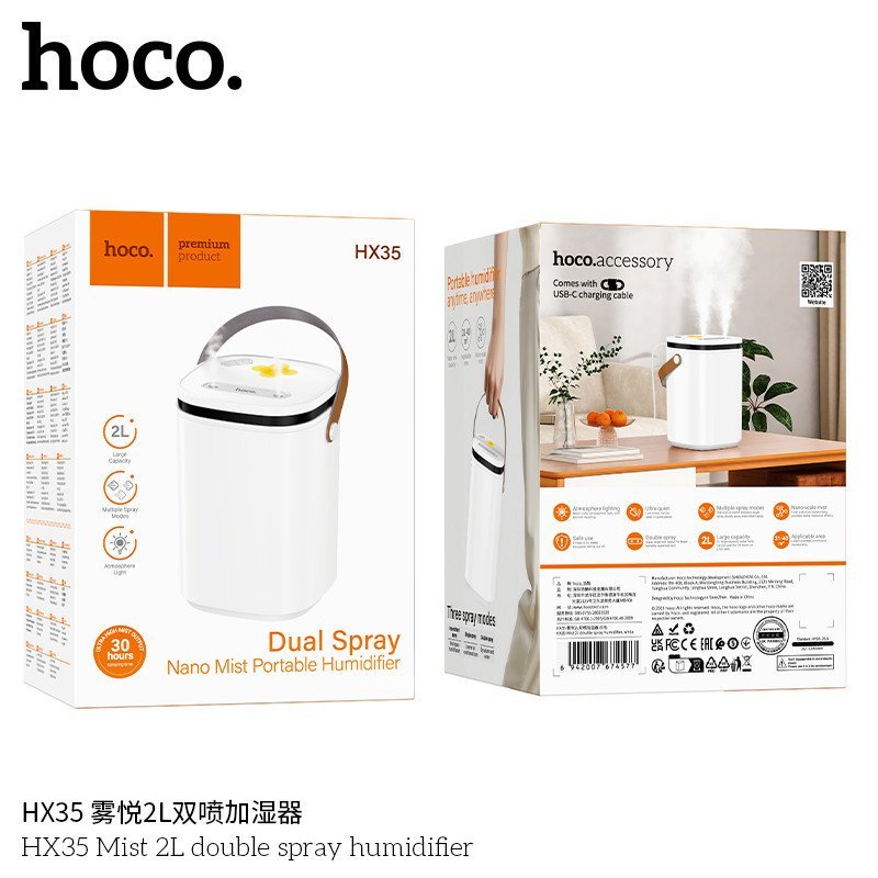 Hoco HX35 Humidificador Misty Delight 2L Doble Pulverización