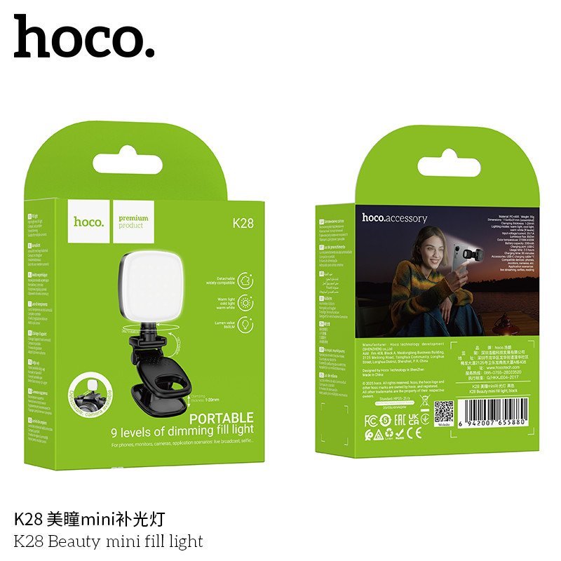 💡 Hoco K28 – Mini Fill Light (Warm/Cool/White • 9 Levels • 2–5h Use) - Imagen 9