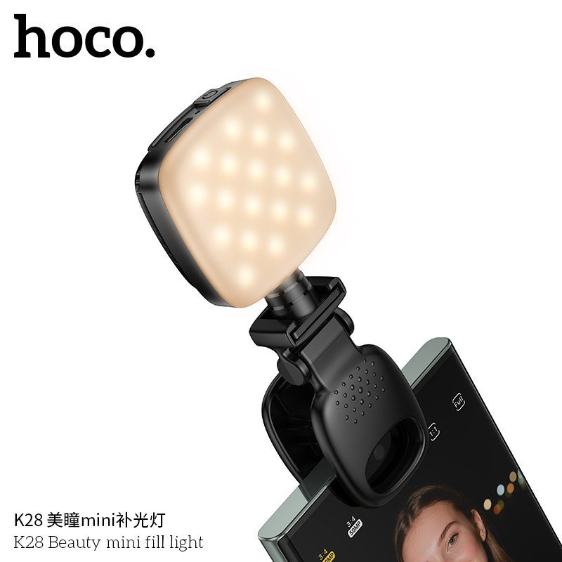 💡 Hoco K28 – Mini Fill Light (Warm/Cool/White • 9 Levels • 2–5h Use) - Imagen 4