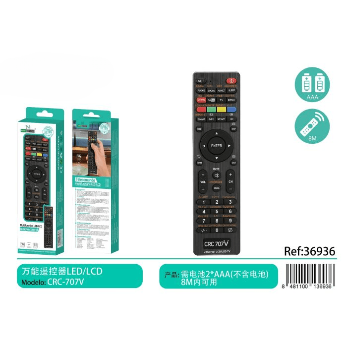 📺🔌 **LED/LCD TV Remote Control** 🎛️⚡ CRC-707V 🎮✨
