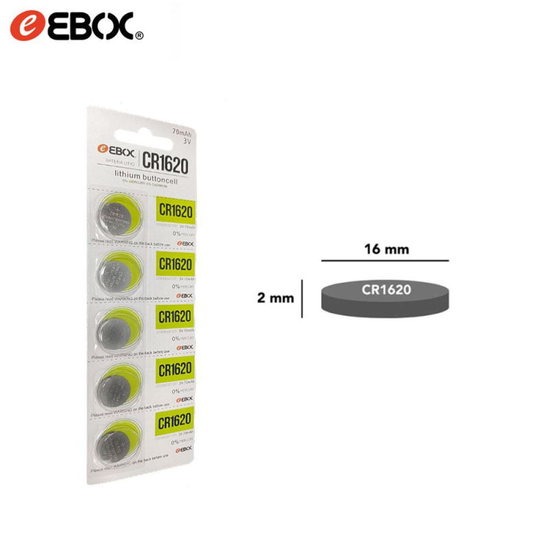Pila de Botón CR1620 3V 70 mAh – Blíster de 5 Unidades