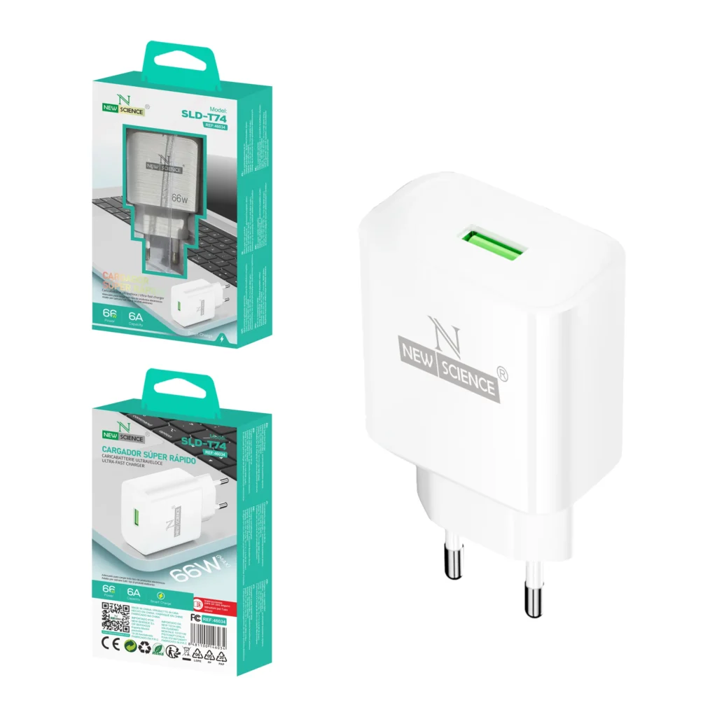 Cargador USB Súper Rápido 66W AVS SLD-T74 – Carga Ultraeficiente de 6A